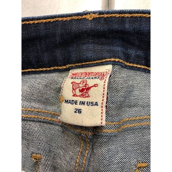 True Religion Womens Jeans Size 26 Halle Blue Dark Wash Denim Y2K Made In USA - Picture 4 of 8